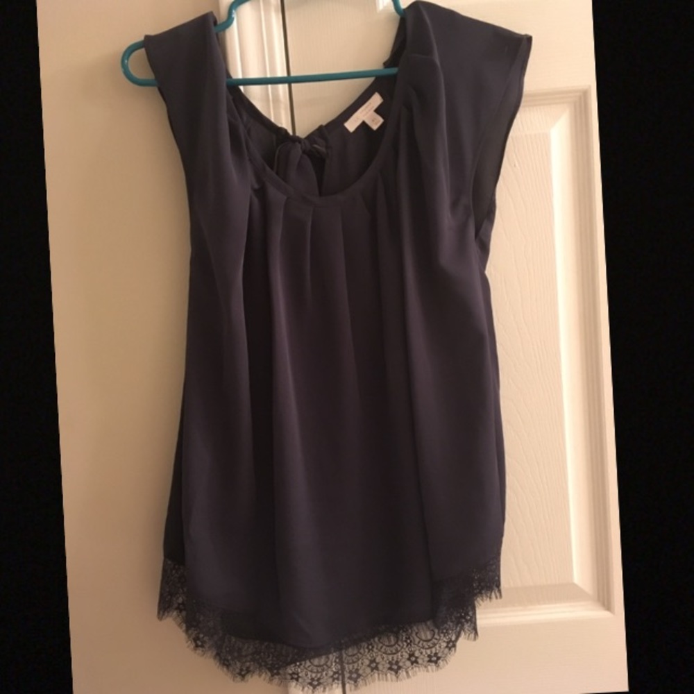 LC Navy Top with Lace